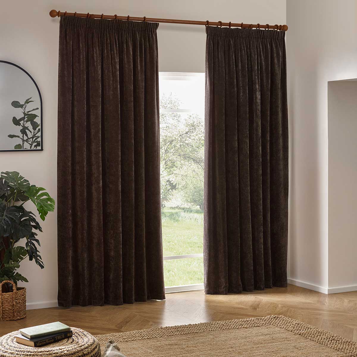 Heavy Chenille Lined Tape Top Pencil Pleat Curtains by Yard