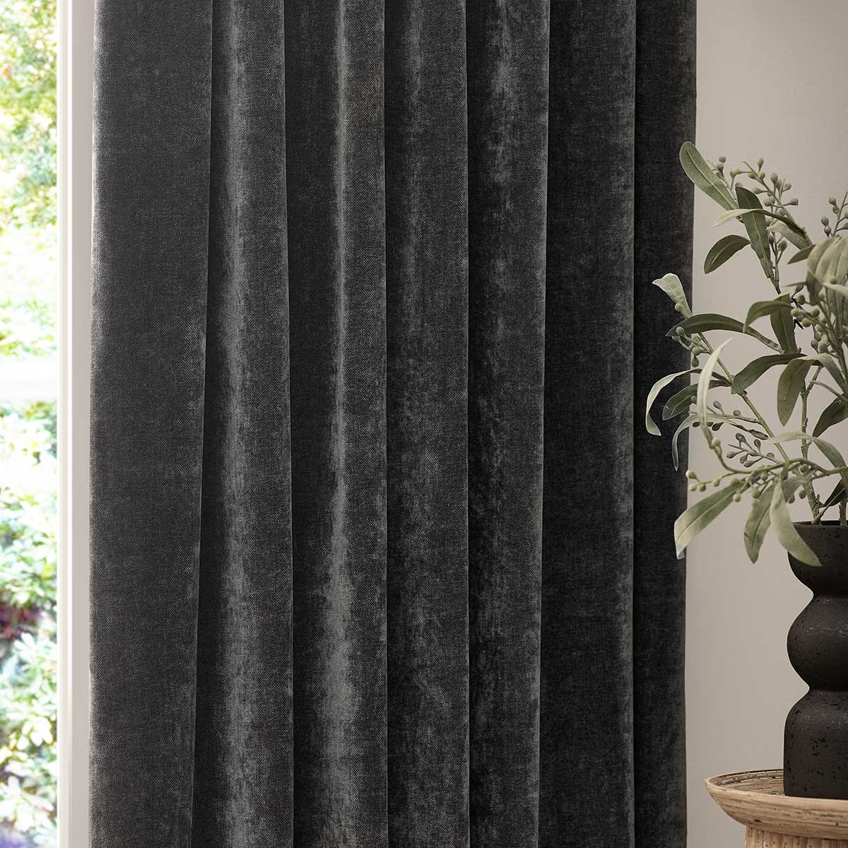 Heavy Chenille Lined Tape Top Pencil Pleat Curtains by Yard