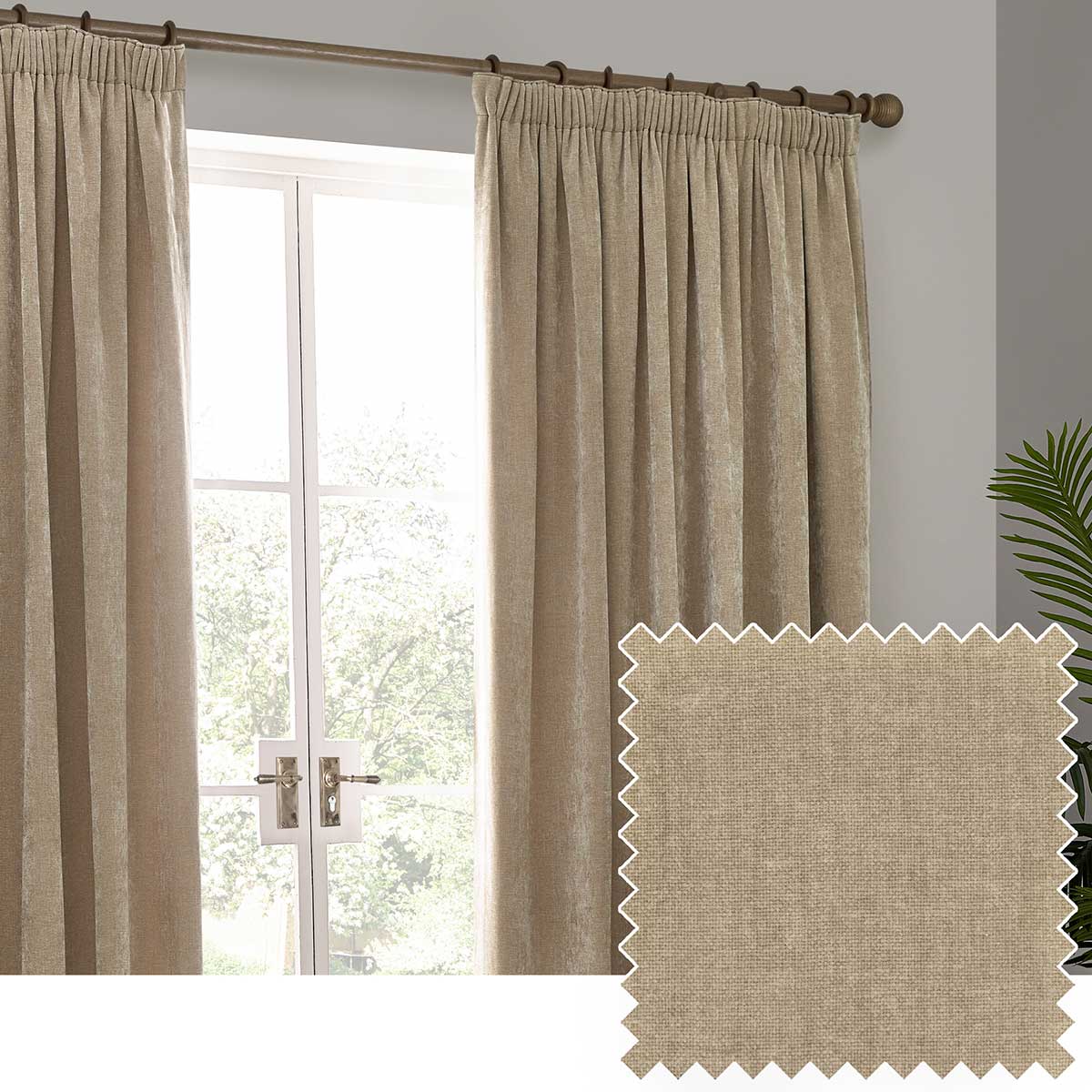 Heavy Chenille Lined Tape Top Pencil Pleat Curtains by Yard