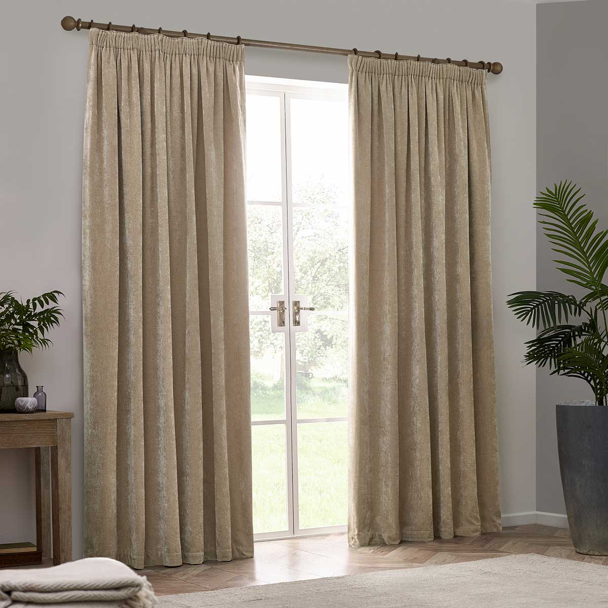 Heavy Chenille Lined Tape Top Pencil Pleat Curtains by Yard