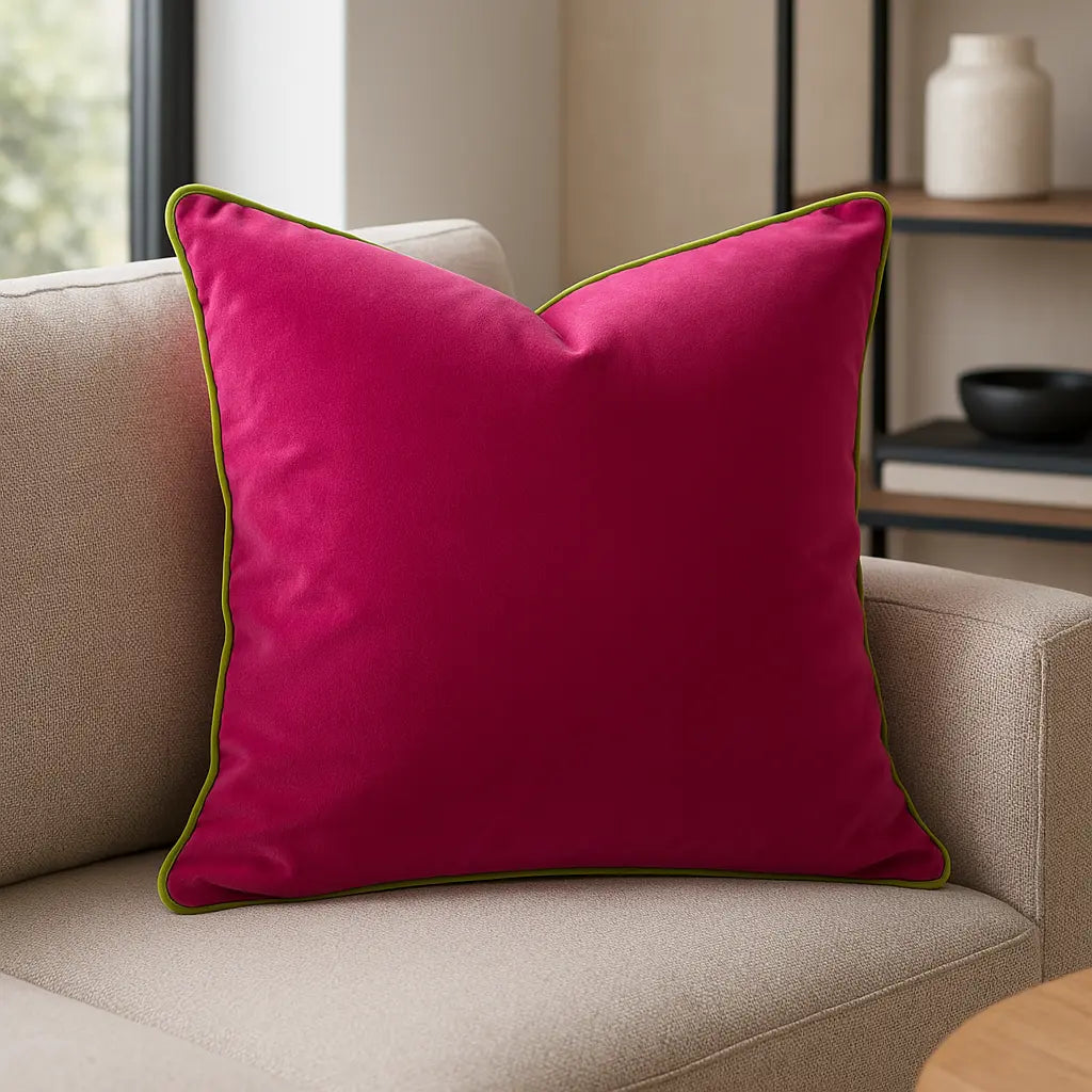 Meridian Velvet Piped Cushion Cover 22" x 22" (55cm x 55cm) by Paoletti