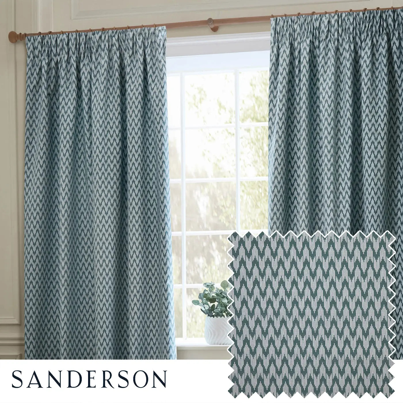 Hutton Tape Top Pencil Pleat Curtains by Sanderson