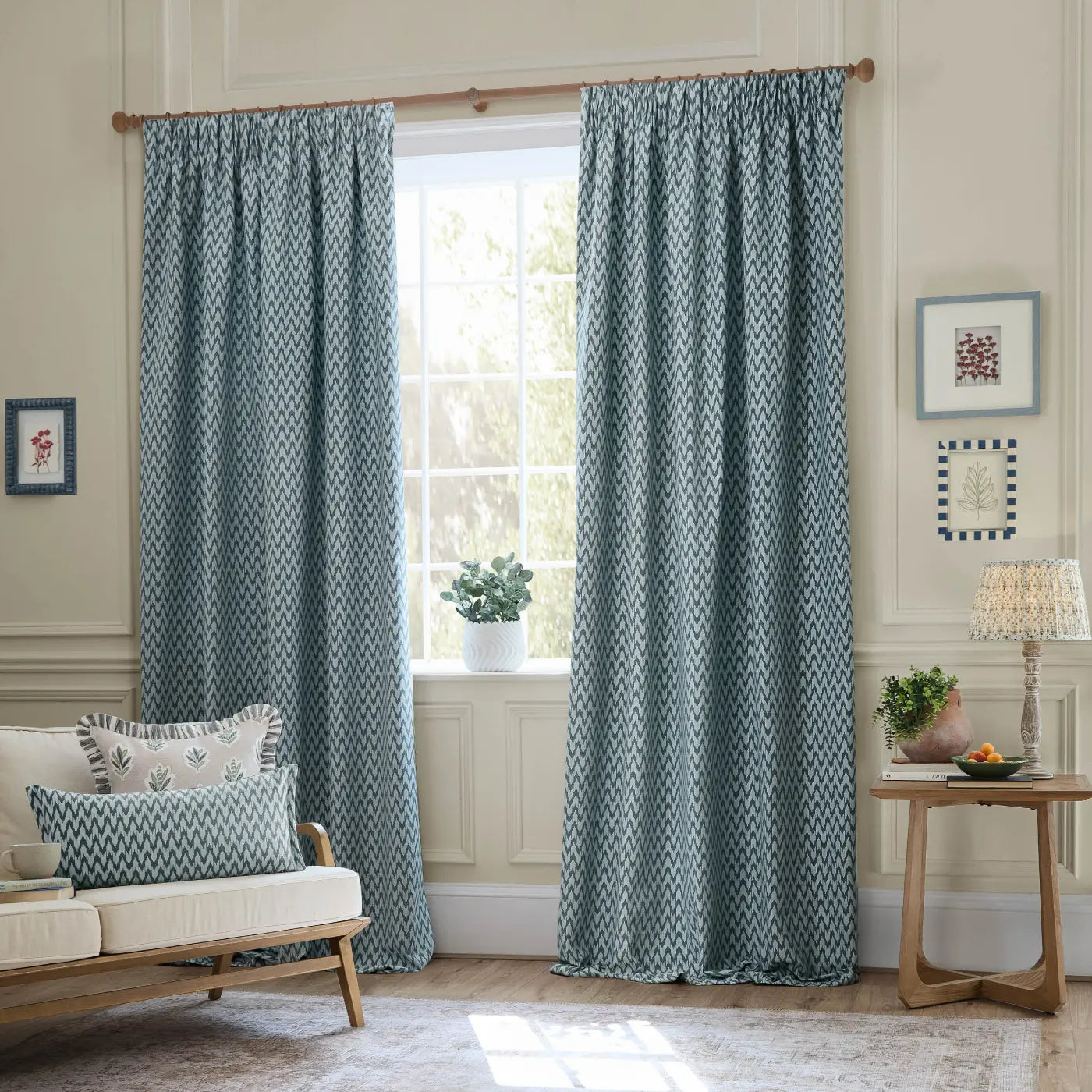 Hutton Tape Top Pencil Pleat Curtains by Sanderson