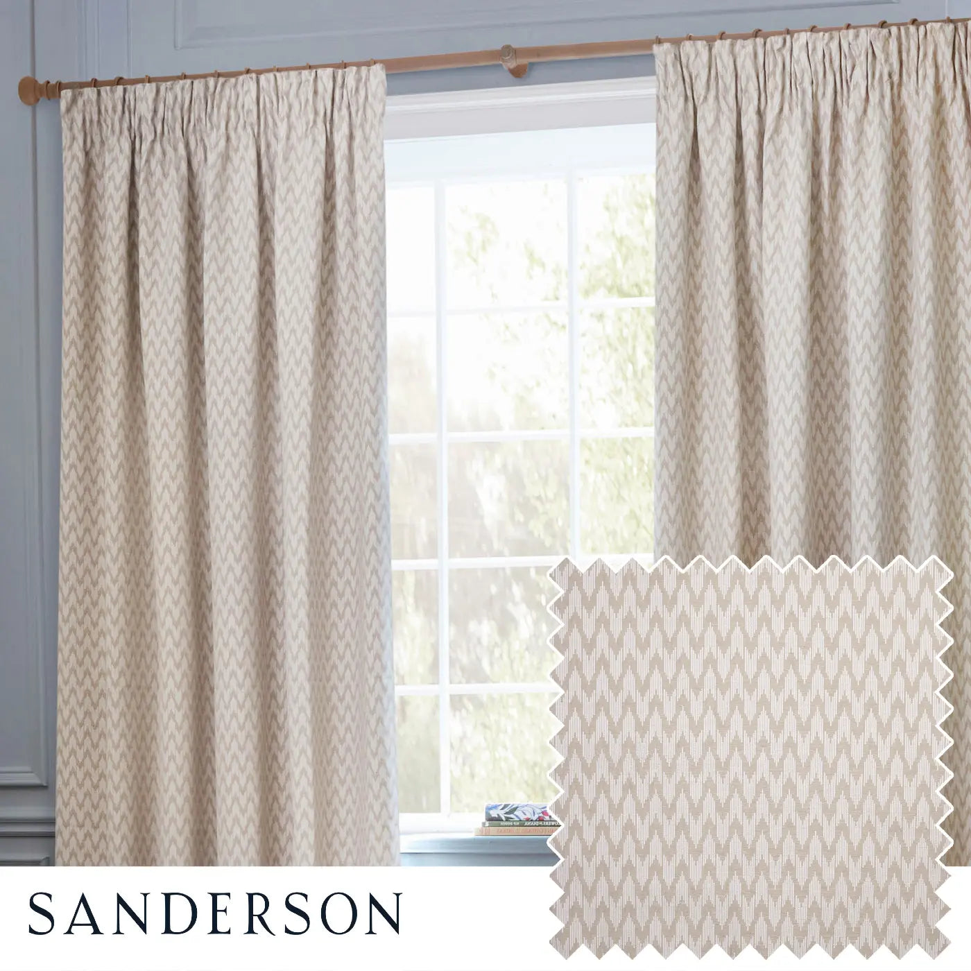 Hutton Tape Top Pencil Pleat Curtains by Sanderson