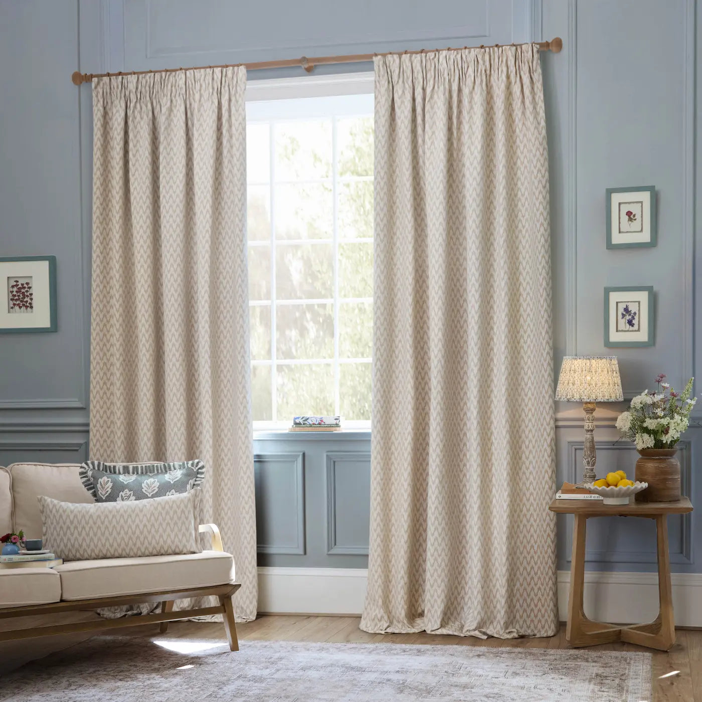 Hutton Tape Top Pencil Pleat Curtains by Sanderson