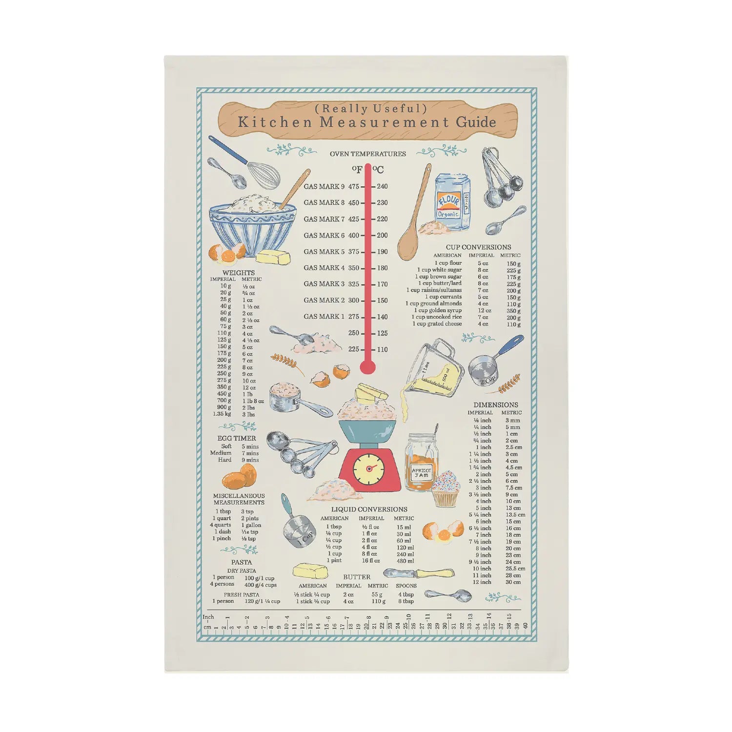 Kitchen Measurements Cotton Tea Towel by Ulster Weavers