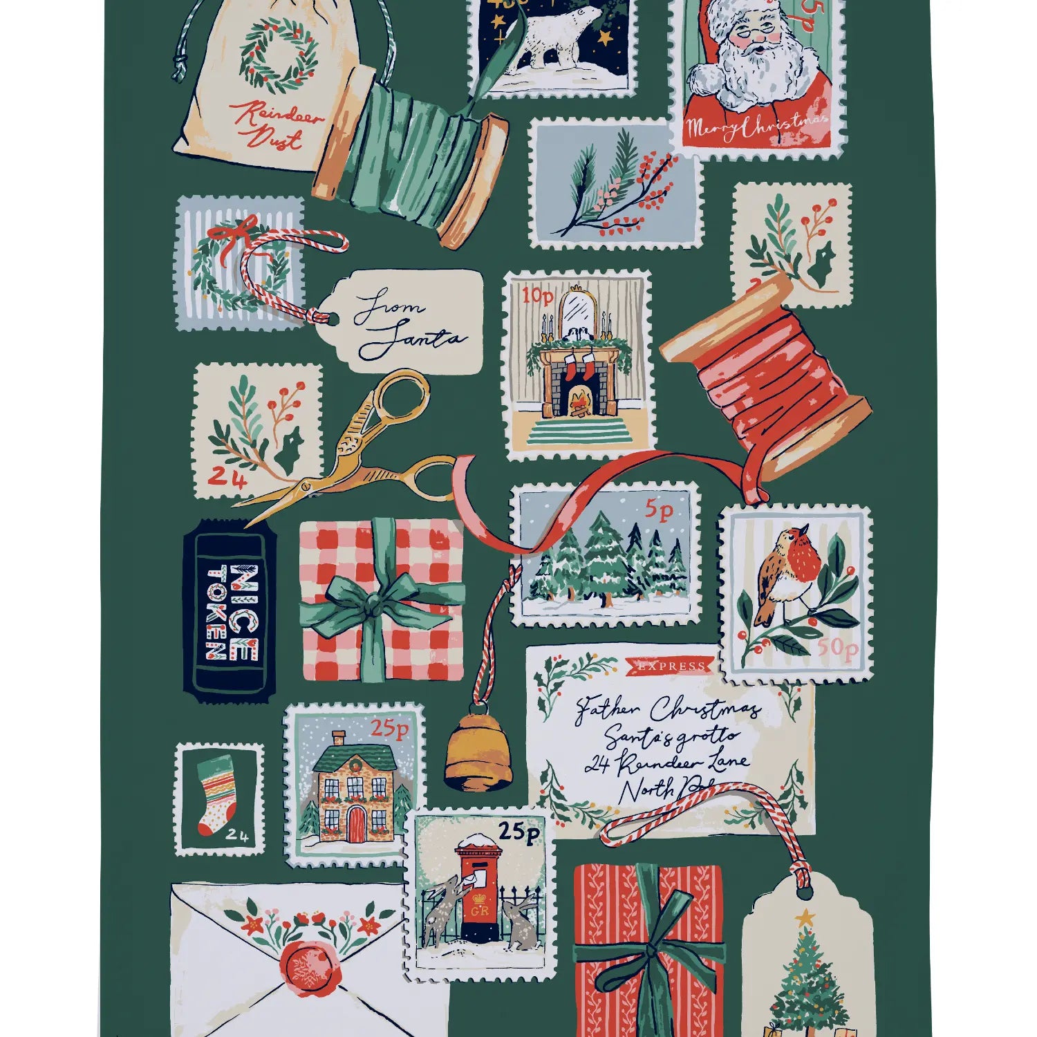 Letters to Santa Cotton Tea Towel by Ulster Weavers