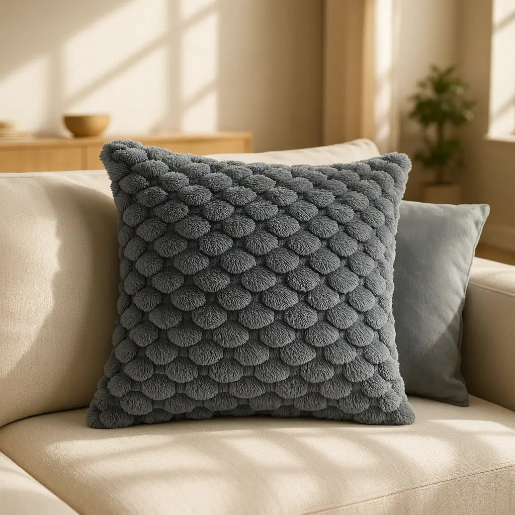 Lush Faux Rabbit Fur Cushion Cover 17" x 17" (43cm x 43cm) by Emma Barclay