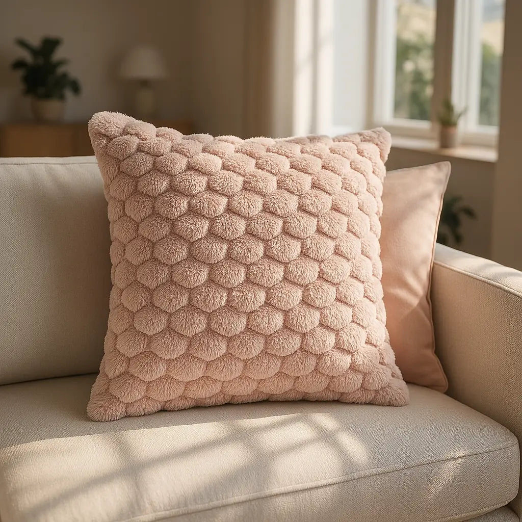 Lush Faux Rabbit Fur Cushion Cover 17" x 17" (43cm x 43cm) by Emma Barclay