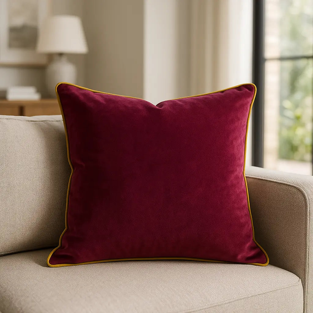 Meridian Velvet Piped Cushion Cover 22" x 22" (55cm x 55cm) by Paoletti