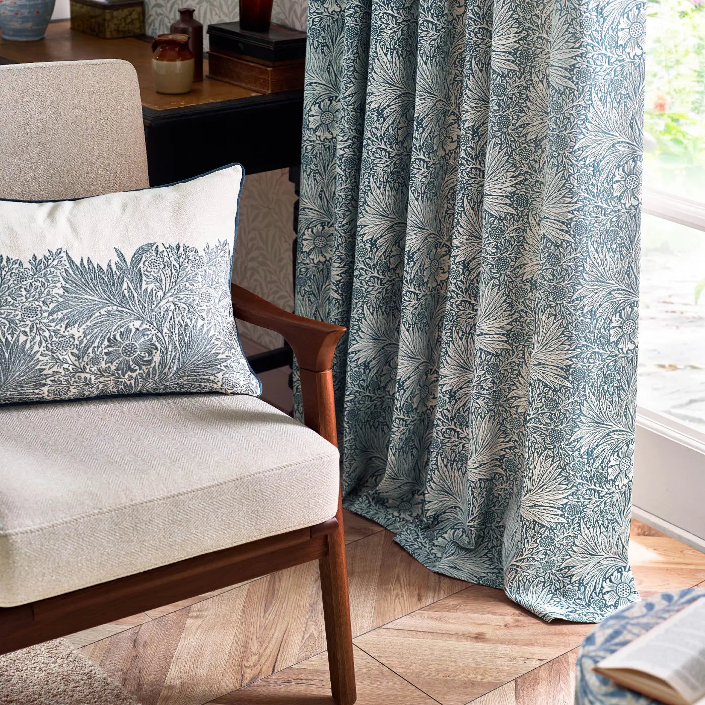 Marigold Tape Top Pencil Pleat Curtains by Morris & Co