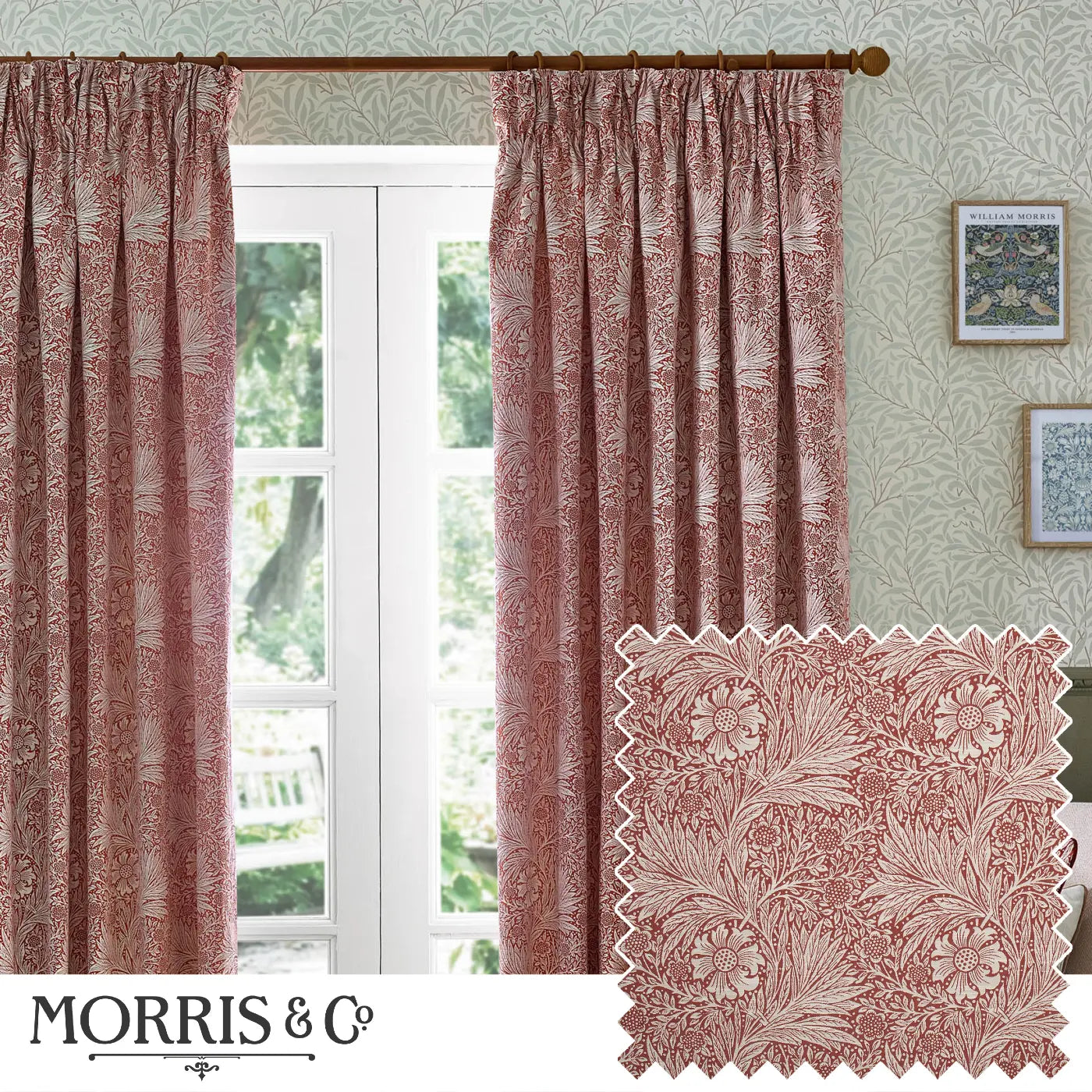 Marigold Tape Top Pencil Pleat Curtains by Morris & Co
