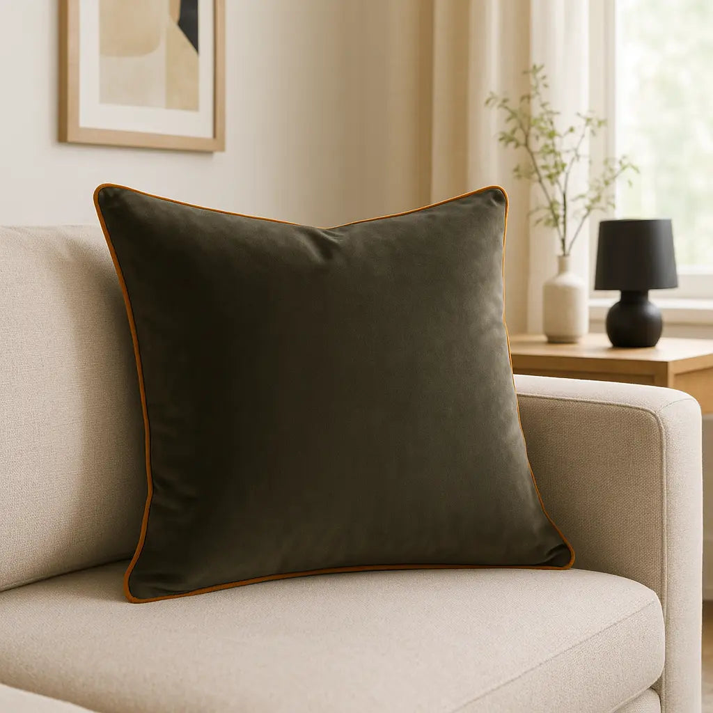 Meridian Velvet Piped Cushion Cover 22" x 22" (55cm x 55cm) by Paoletti