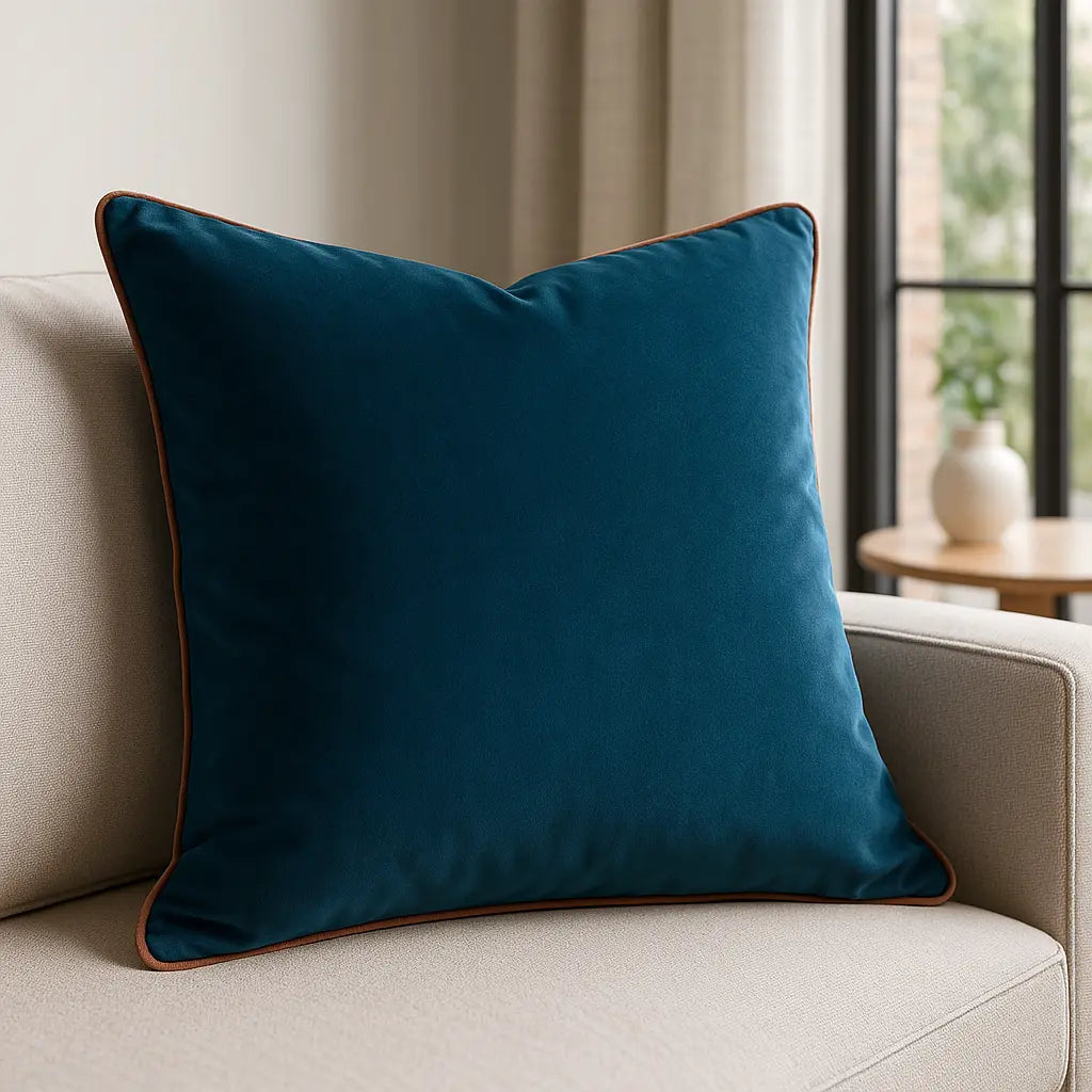 Meridian Velvet Piped Cushion Cover 22" x 22" (55cm x 55cm) by Paoletti