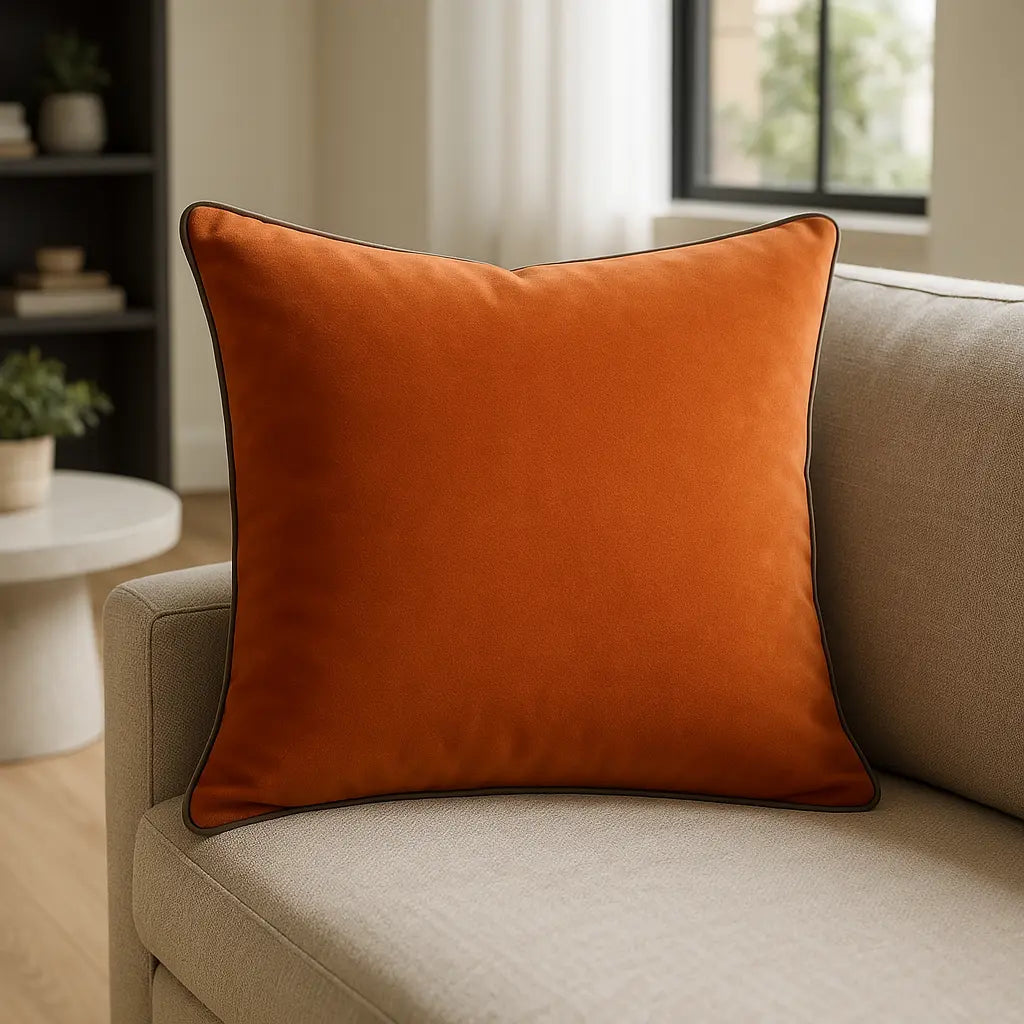 Meridian Velvet Piped Cushion Cover 22" x 22" (55cm x 55cm) by Paoletti