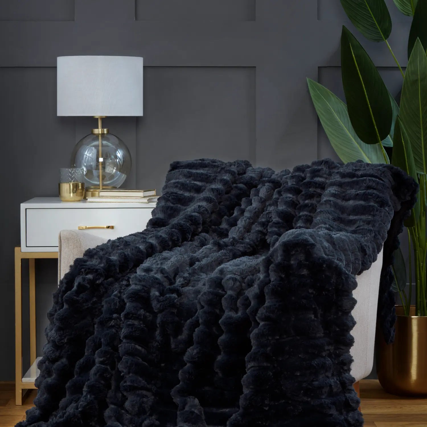 Rabbit Faux Fur Blanket Throw by Rapport Home