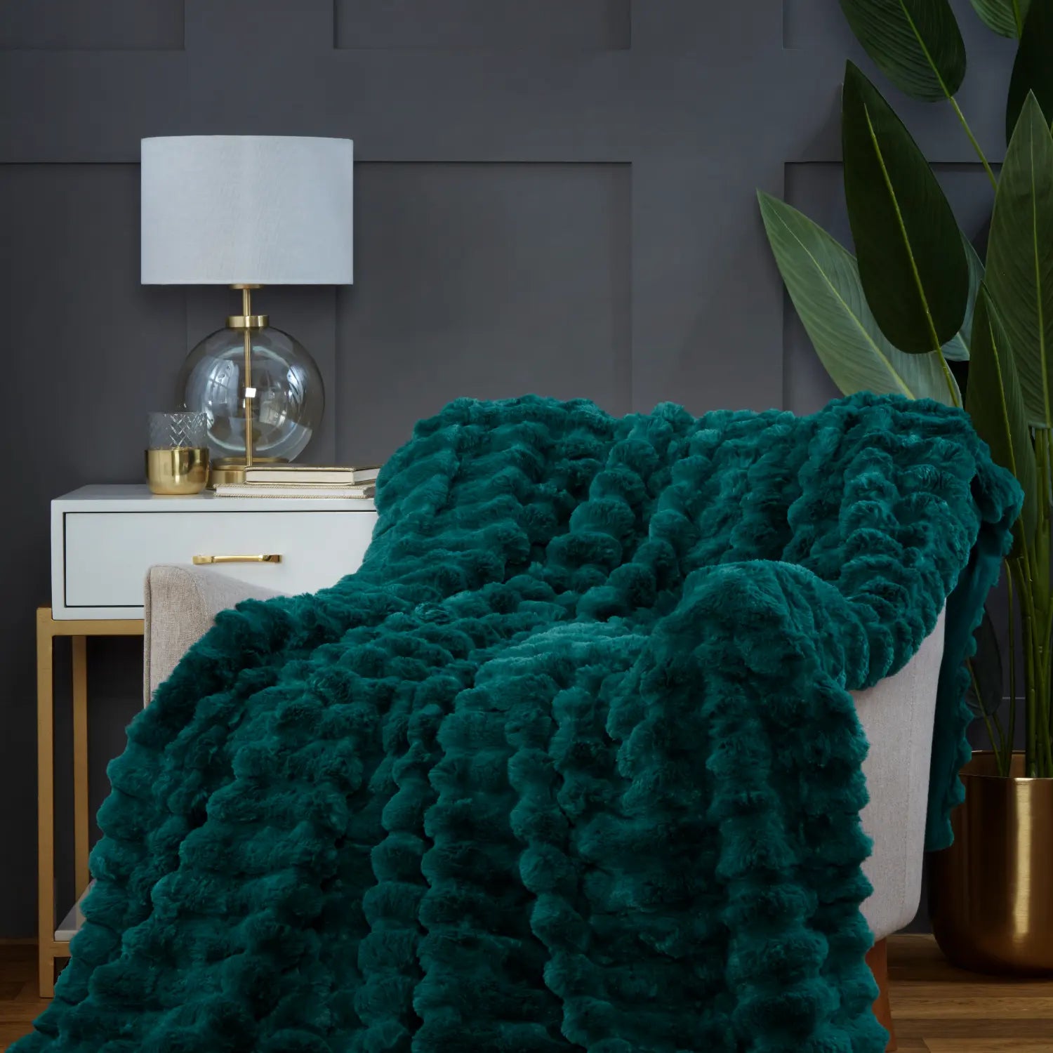 Rabbit Faux Fur Blanket Throw by Rapport Home