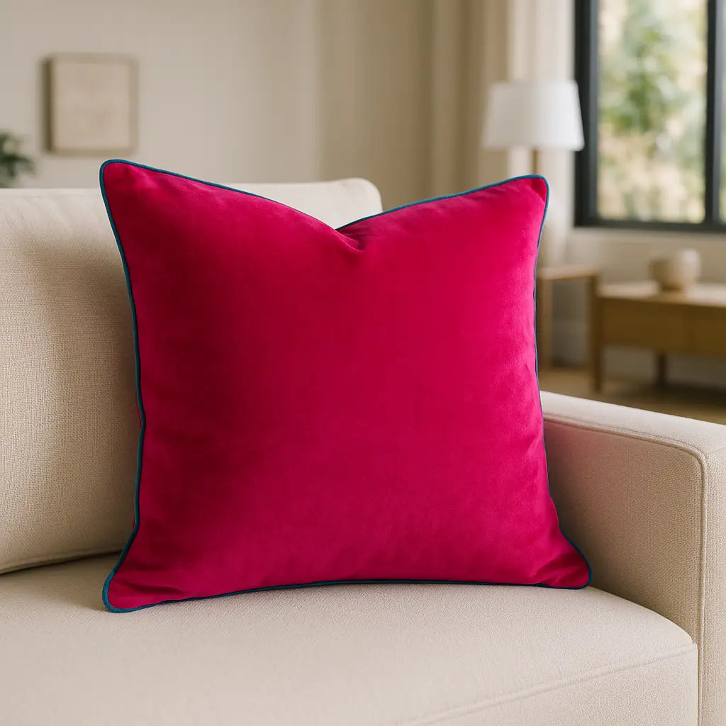 Meridian Velvet Piped Cushion Cover 22" x 22" (55cm x 55cm) by Paoletti