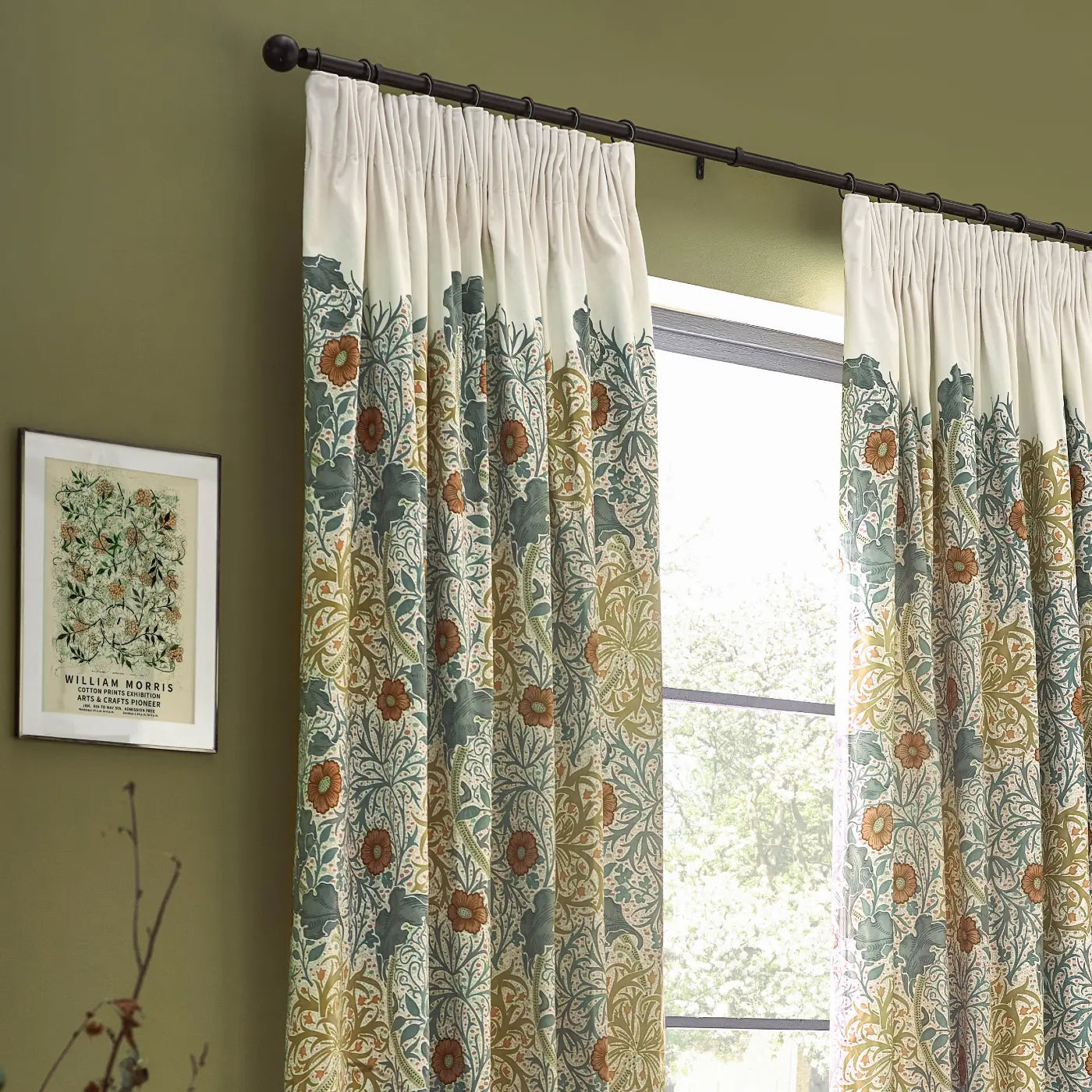 Seaweed Tape Top Pencil Pleat Curtains by Morris & Co