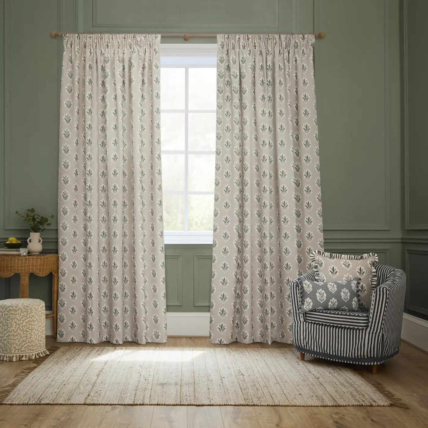 Sessile Leaf Tape Top Pencil Pleat Curtains by Sanderson