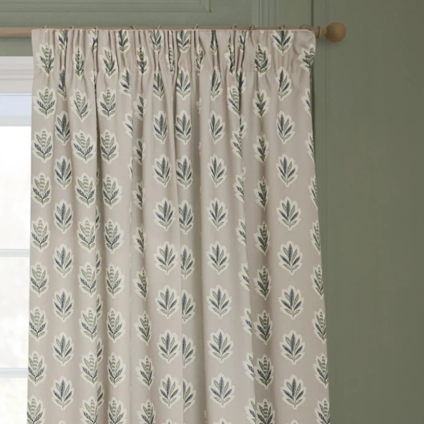 Sessile Leaf Tape Top Pencil Pleat Curtains by Sanderson
