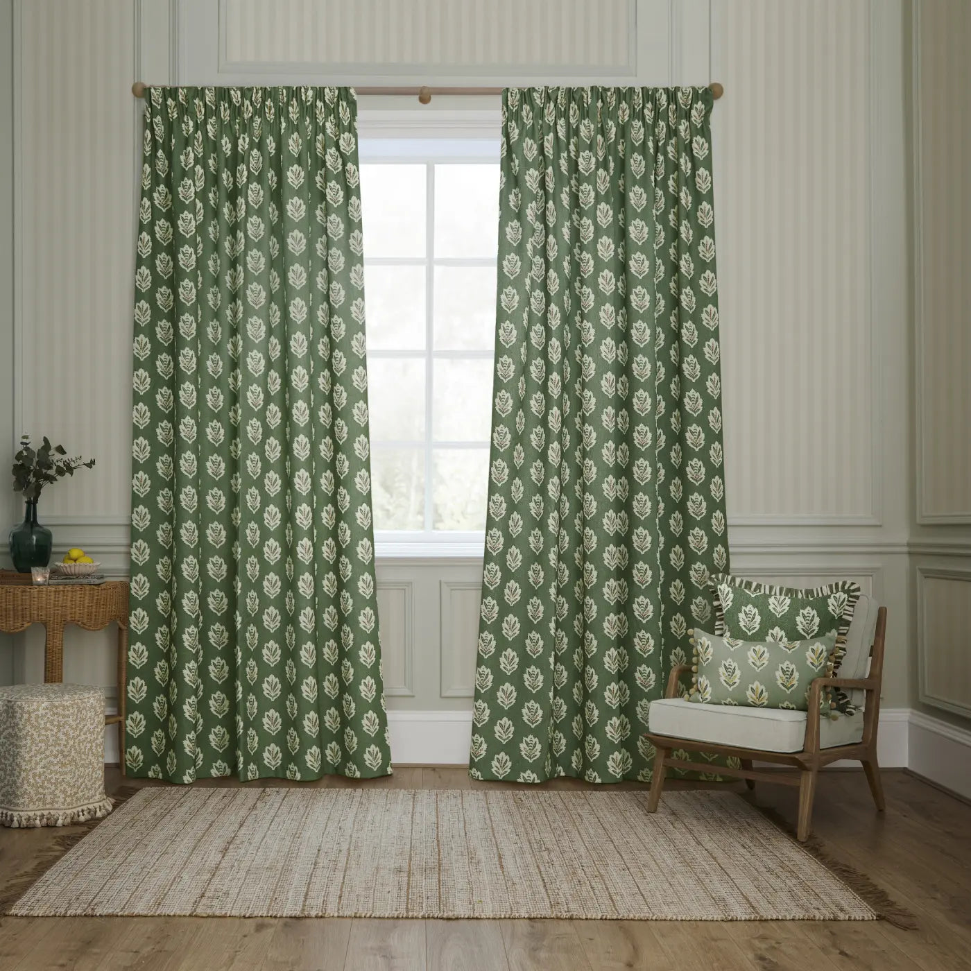 Sessile Leaf Tape Top Pencil Pleat Curtains by Sanderson
