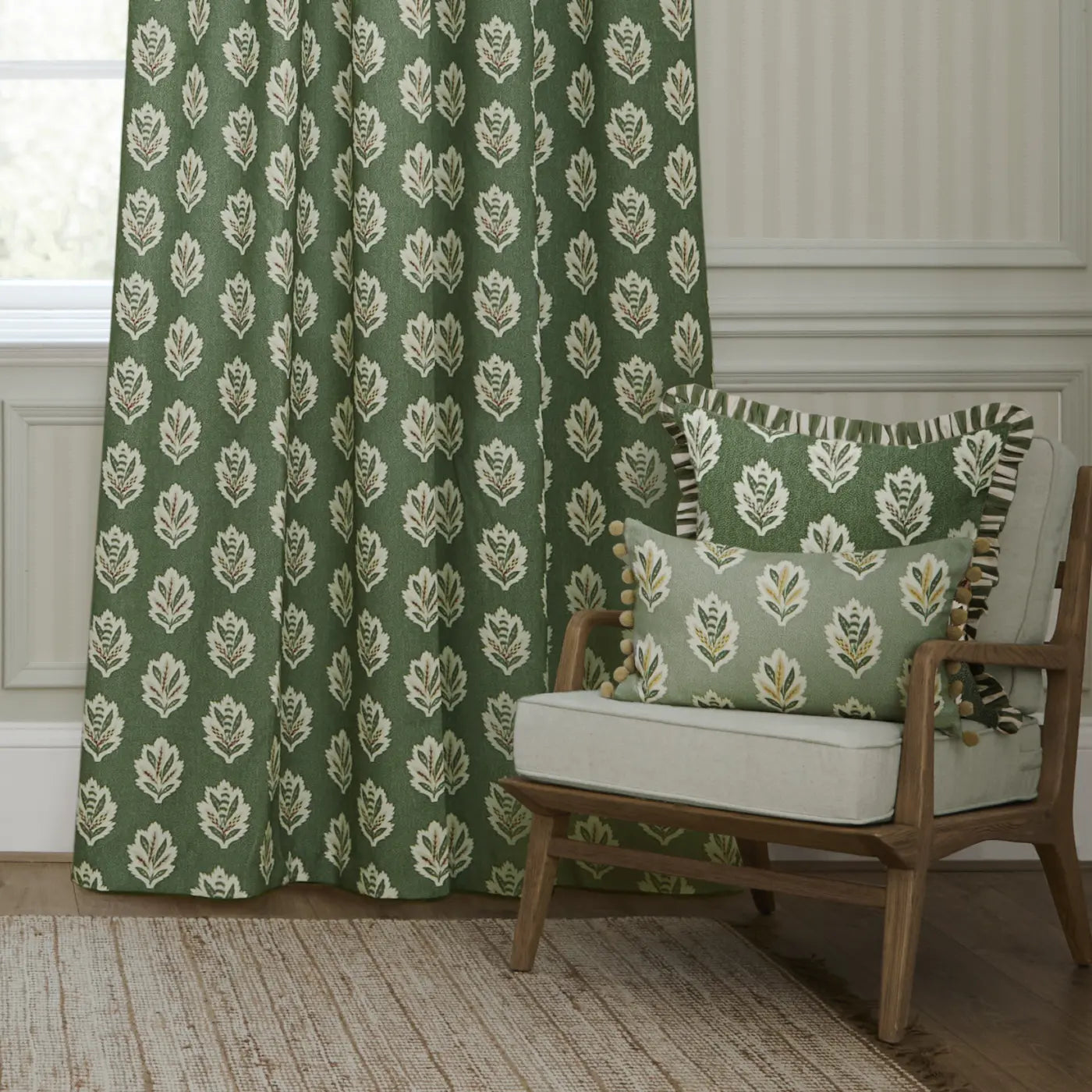 Sessile Leaf Tape Top Pencil Pleat Curtains by Sanderson