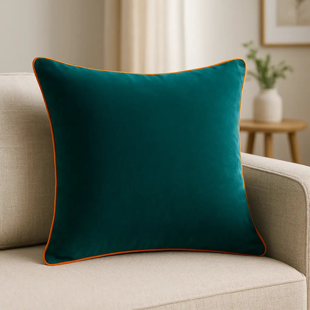 Meridian Velvet Piped Cushion Cover 22" x 22" (55cm x 55cm) by Paoletti