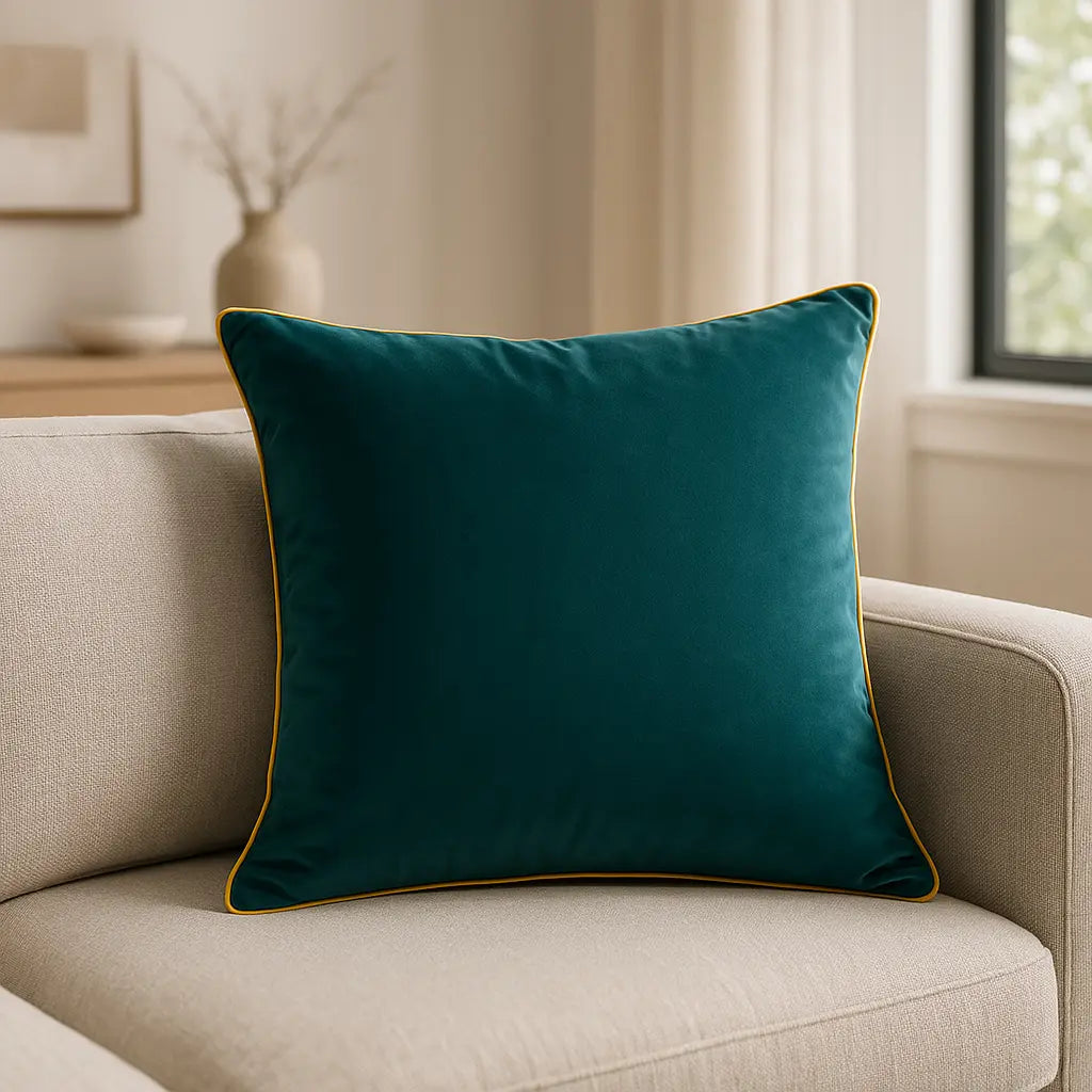 Meridian Velvet Piped Cushion Cover 22" x 22" (55cm x 55cm) by Paoletti