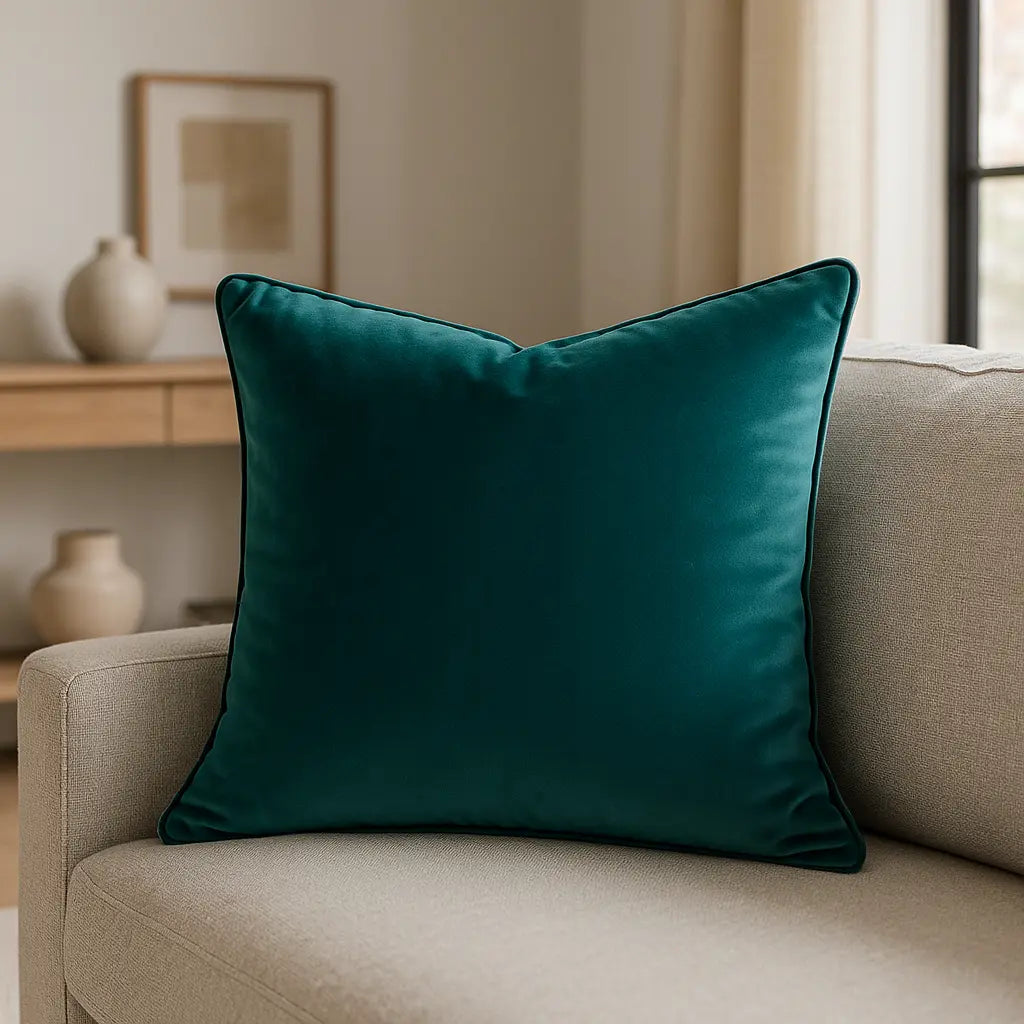 Meridian Velvet Piped Cushion Cover 22" x 22" (55cm x 55cm) by Paoletti