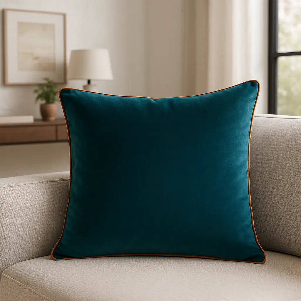 Meridian Velvet Piped Cushion Cover 22" x 22" (55cm x 55cm) by Paoletti