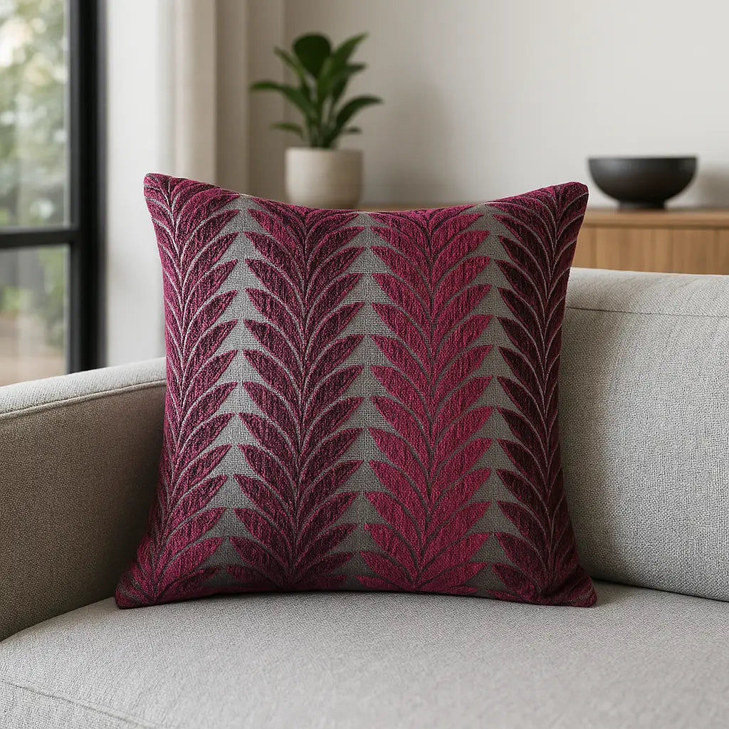 Willow Chenille Cushion Cover Plum 17" x 17" (43cm x 43cm) by Emma Barclay
