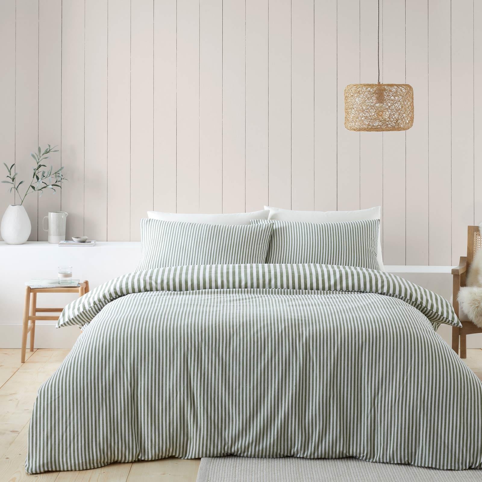 Brushed Cotton Flannelette Stripe Duvet Cover Set by Catherine Lansfield