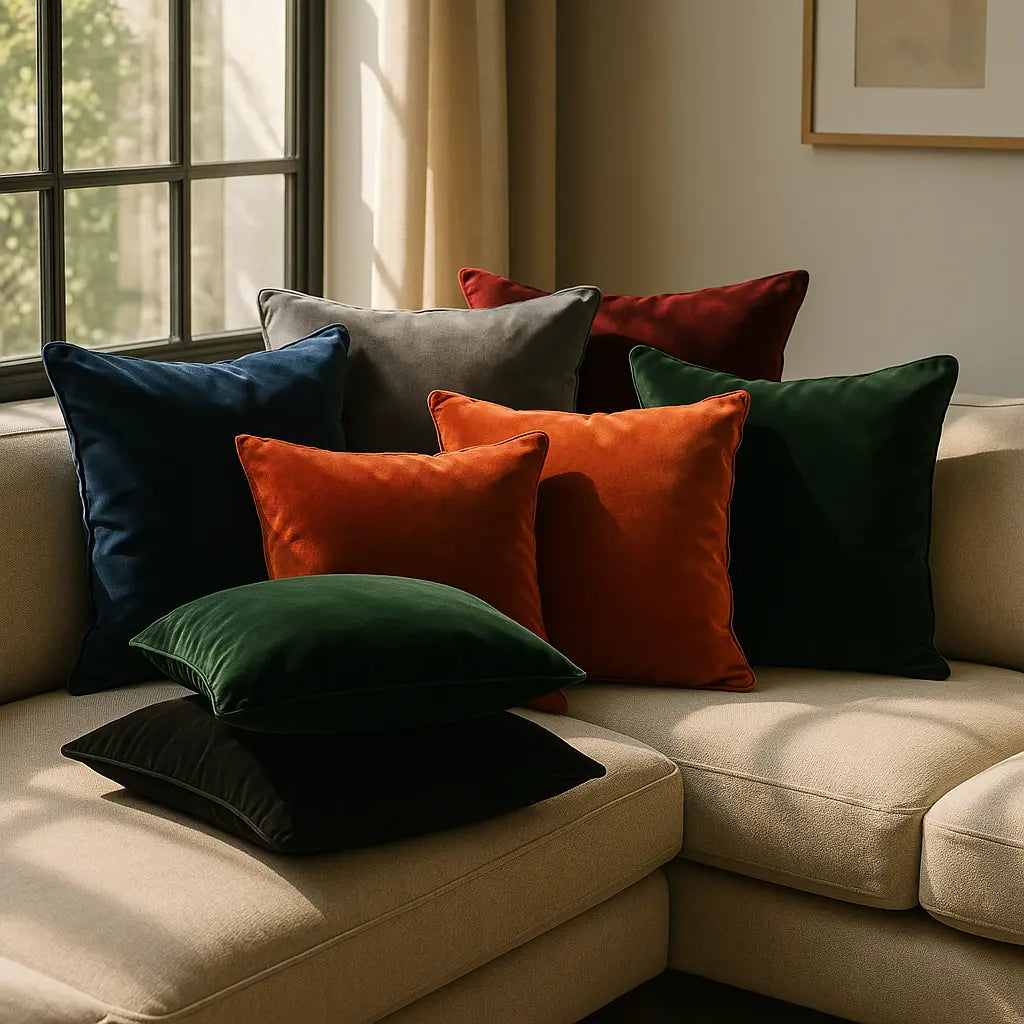 Berkshire Velvet Cushion Cover and Filled Cushion 22" x 22" (55cm x 55cm) by Sundour