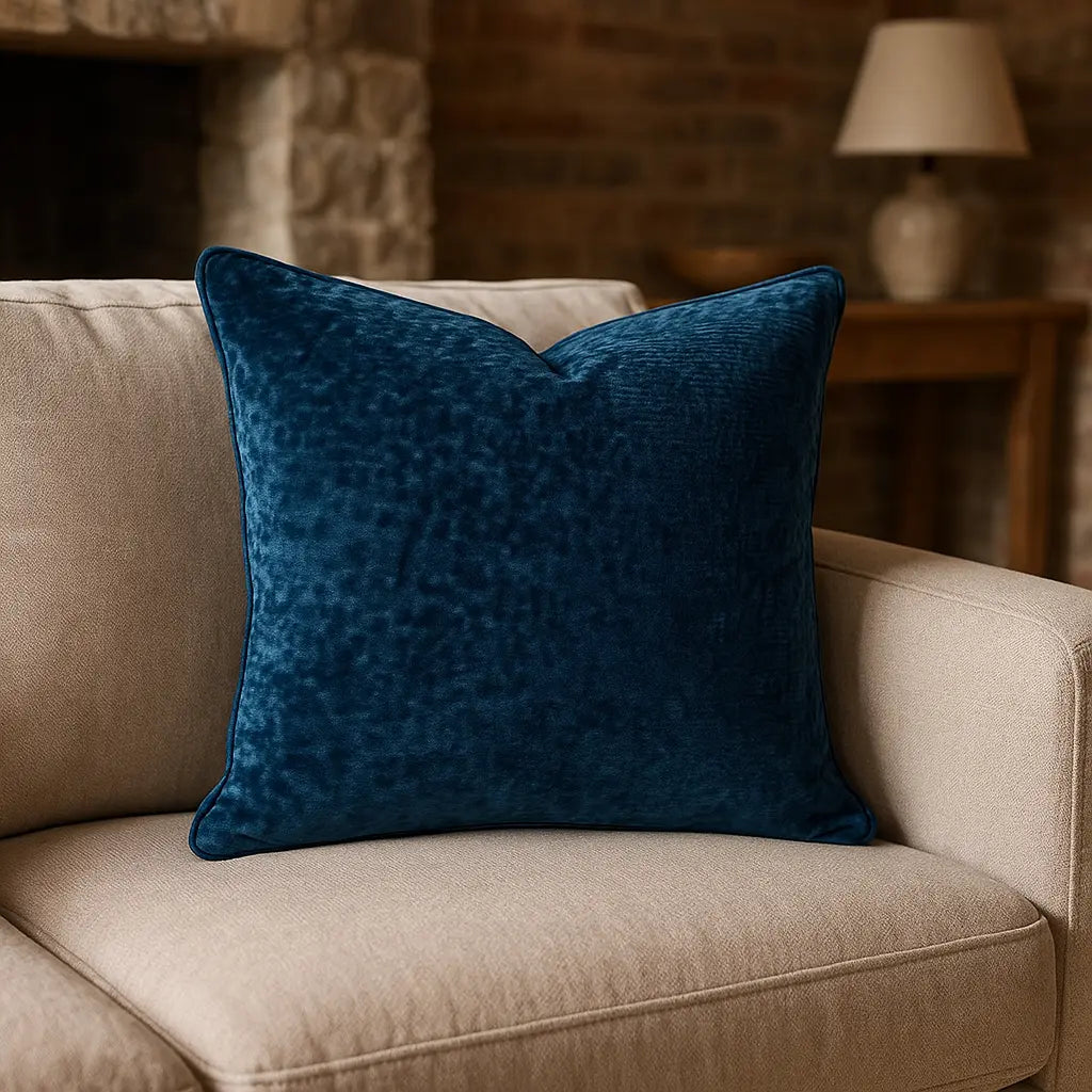 Ripple Plush Velvet Cushion Cover 20" x 20" by Paoletti