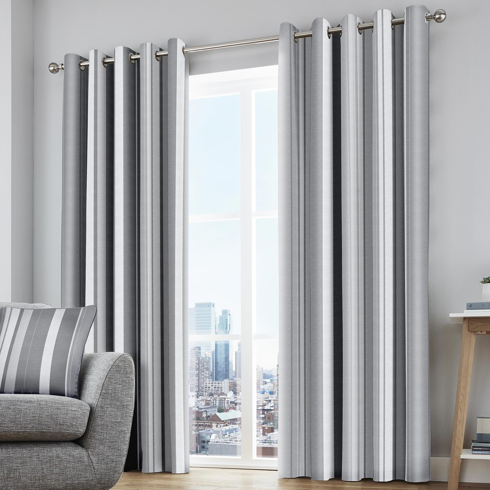 Whitworth Stripe Lined Eyelet Curtains by Fusion