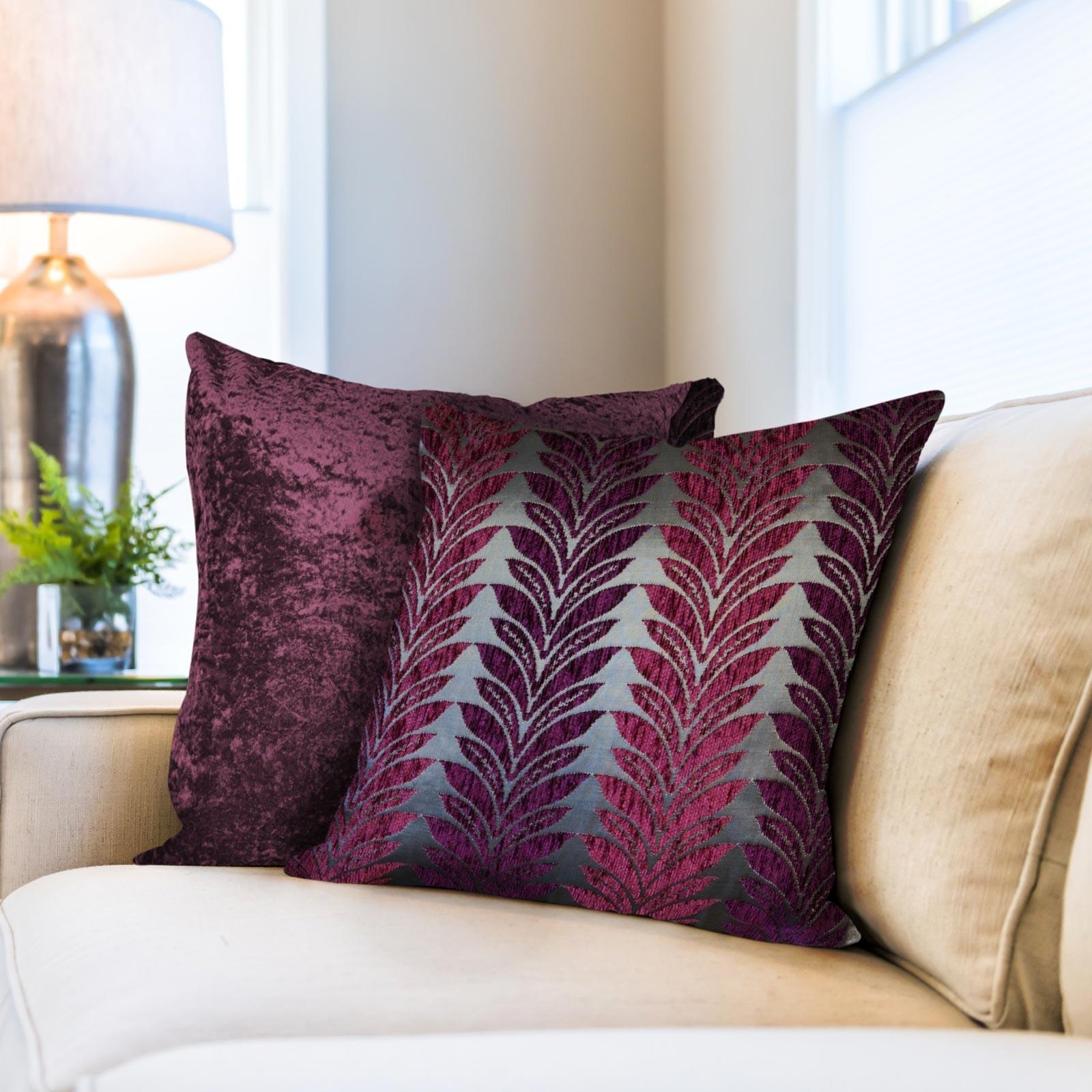 Willow Chenille Cushion Cover Plum 17" x 17" (43cm x 43cm) by Emma Barclay