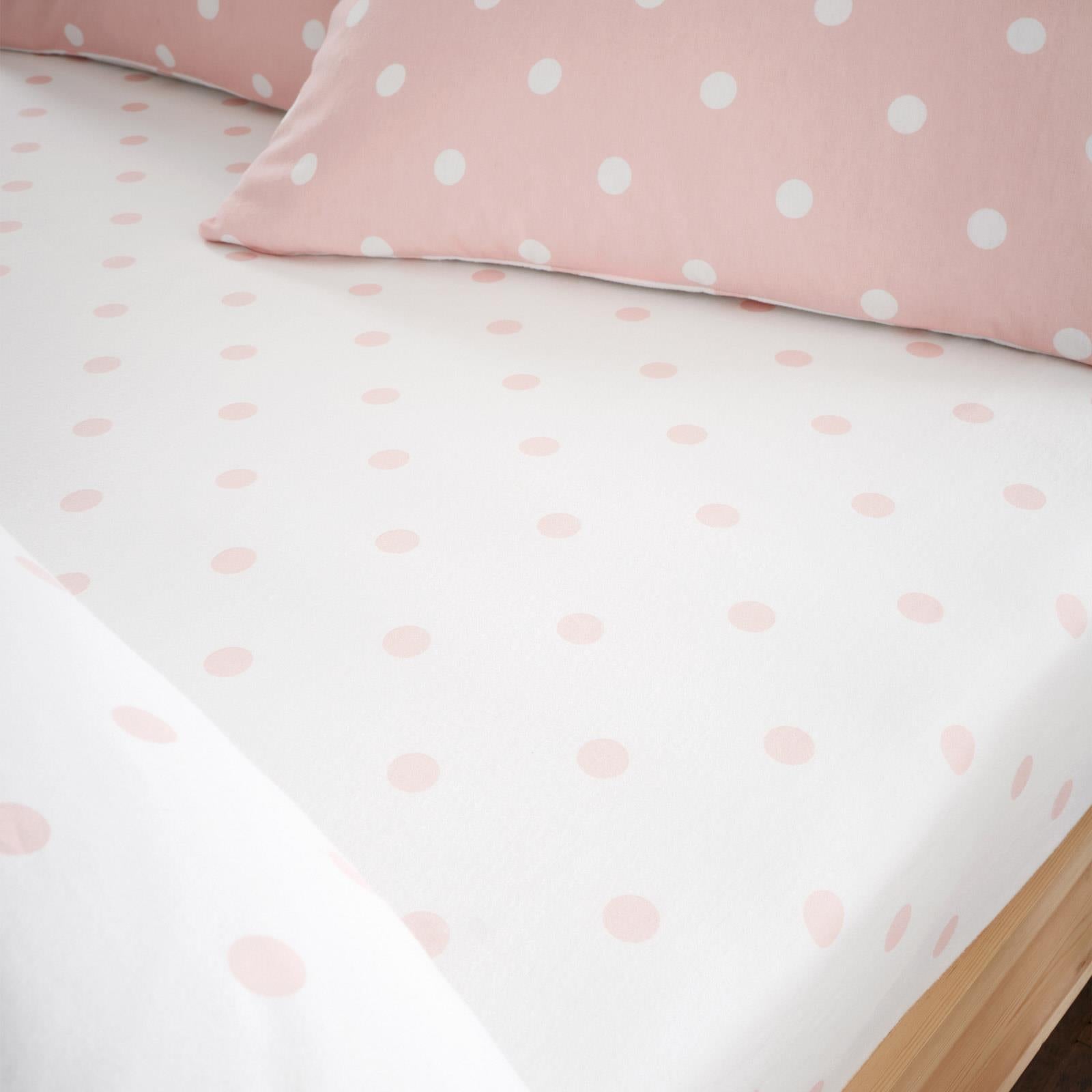 Brushed Cotton Flannelette Polka Dot Fitted Sheet 30cm Deep by Catherine Lansfield