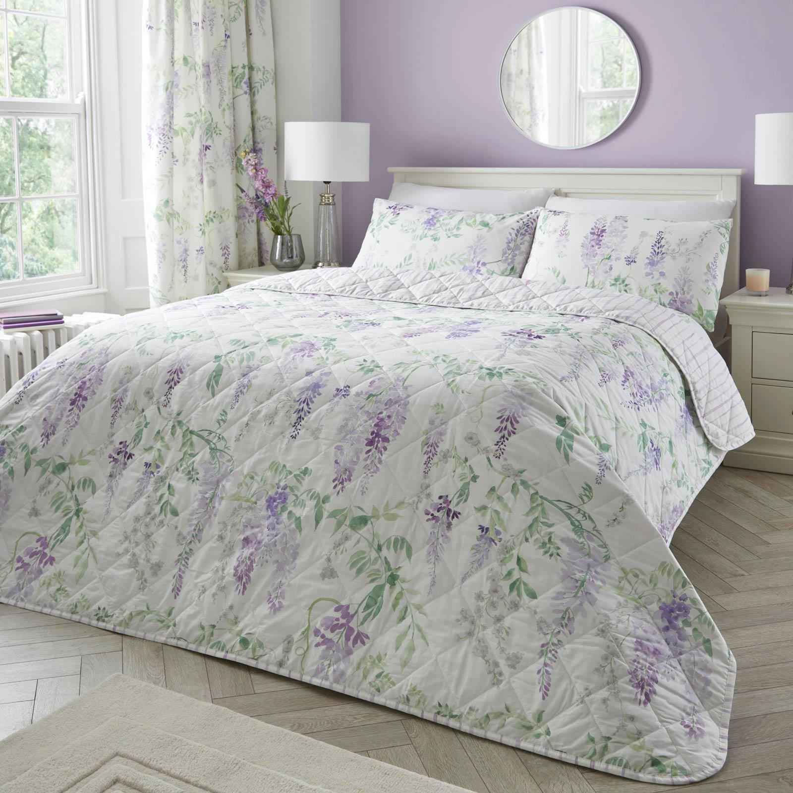 Wisteria Floral Bedspread 230cm x 200cm by Dreams & Drapes Design