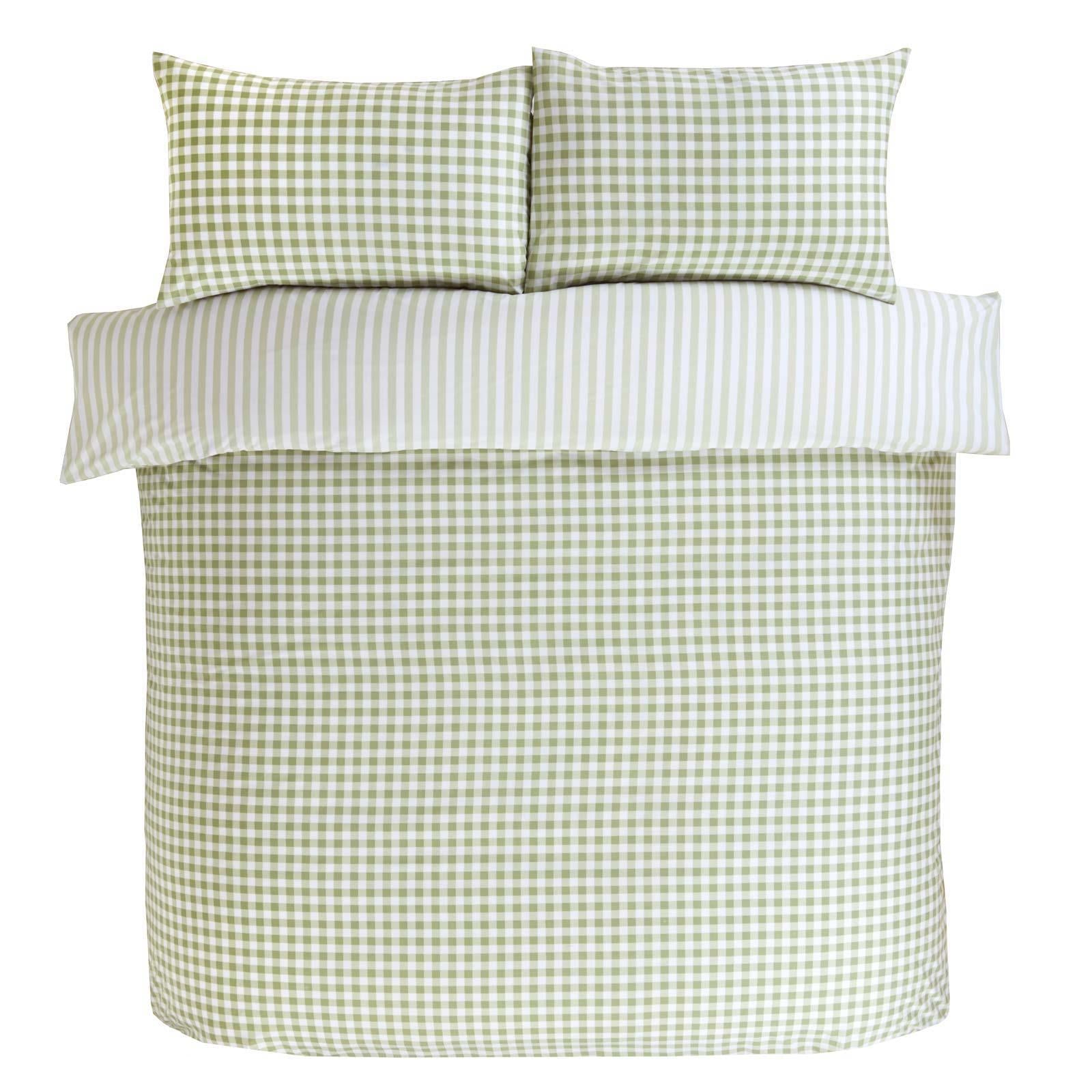 Gingham Check Duvet Cover Set Green