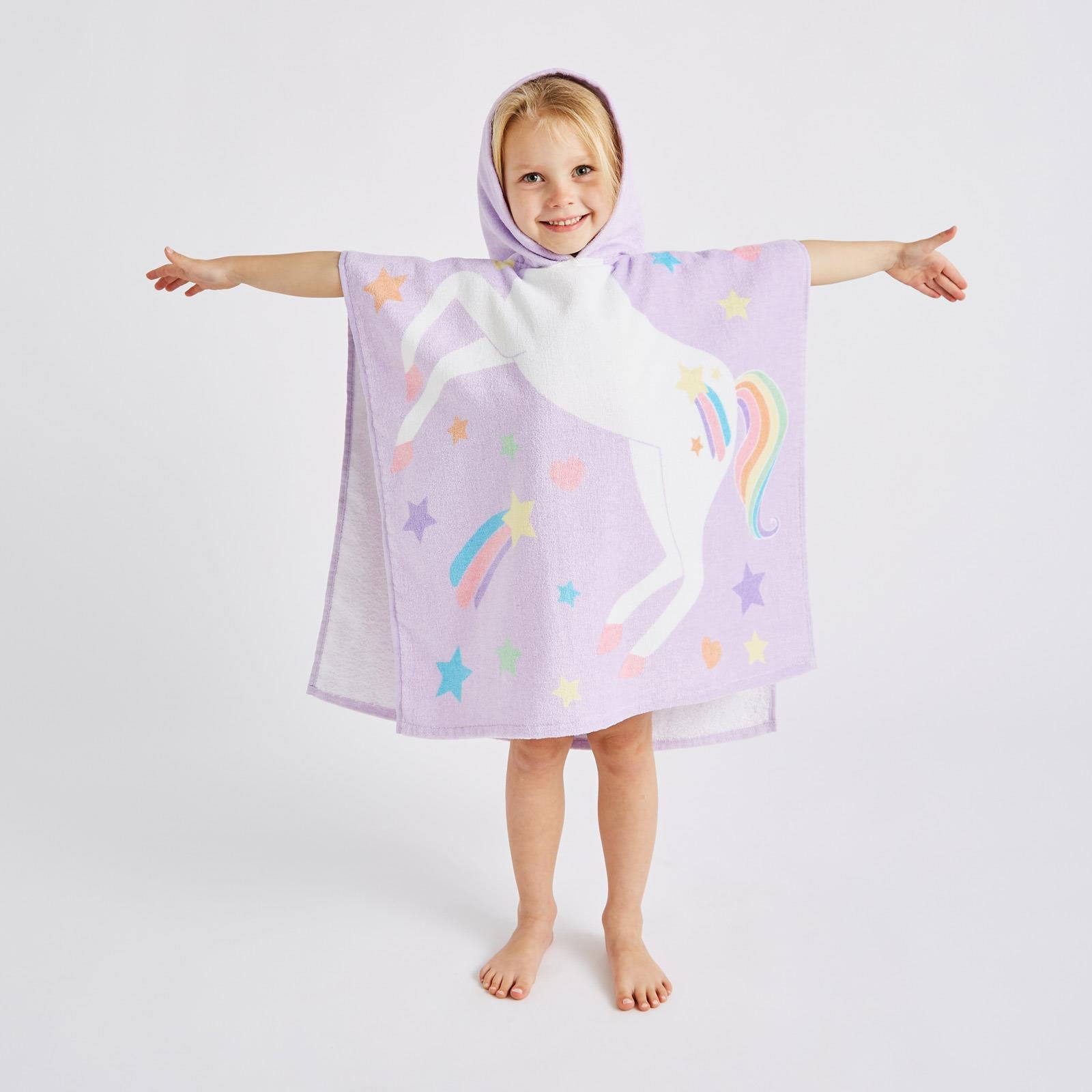 Unicorn Kids Hooded Towel Poncho by Catherine Lansfield