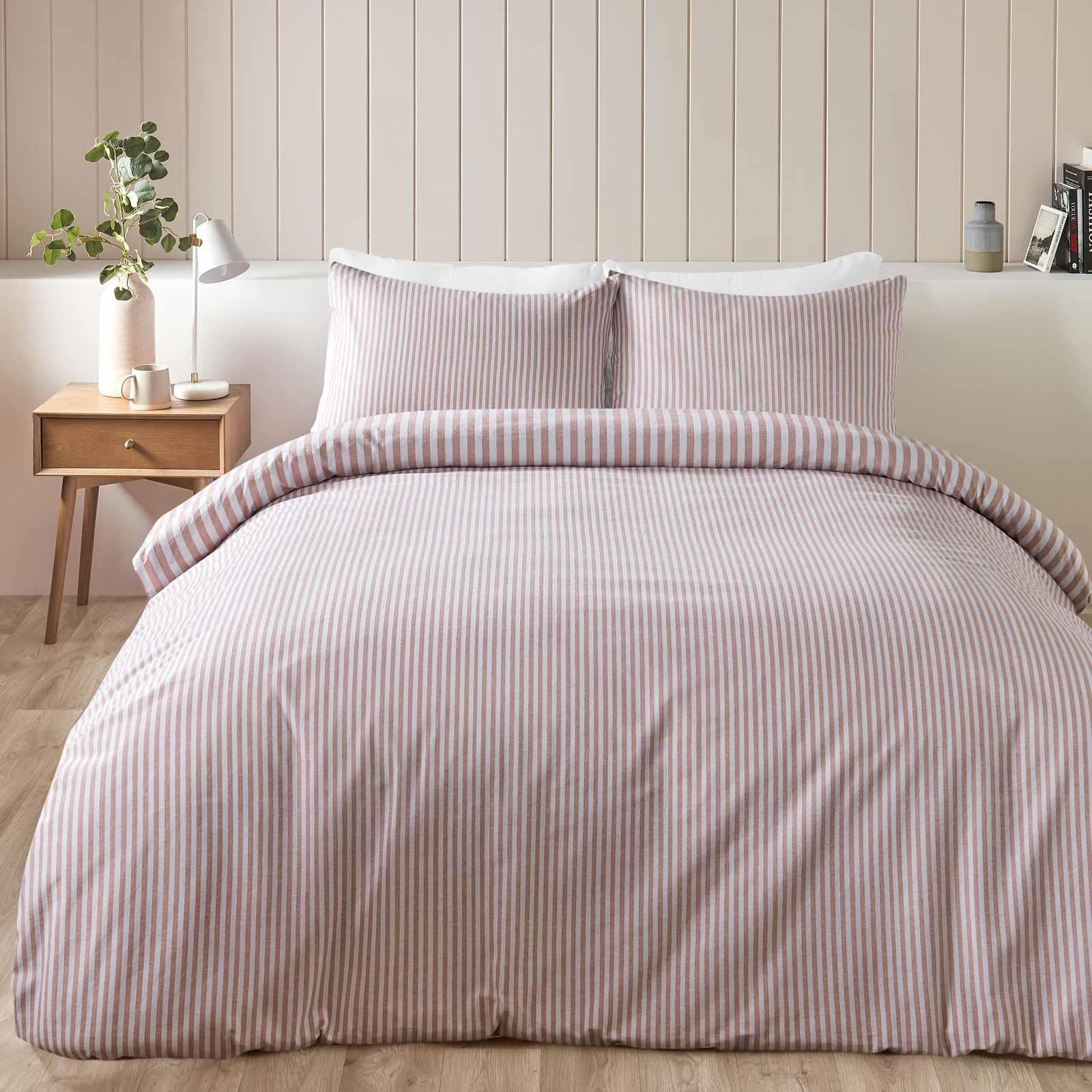 Brushed Cotton Flannelette Stripe Duvet Cover Set by Catherine Lansfield