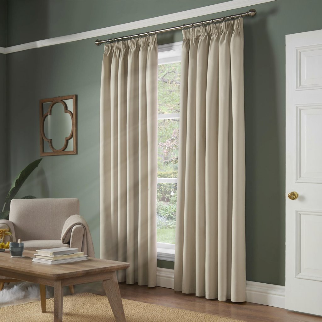 Chenille Blackout Tape Top Pencil Pleat Curtains by Alan Symonds