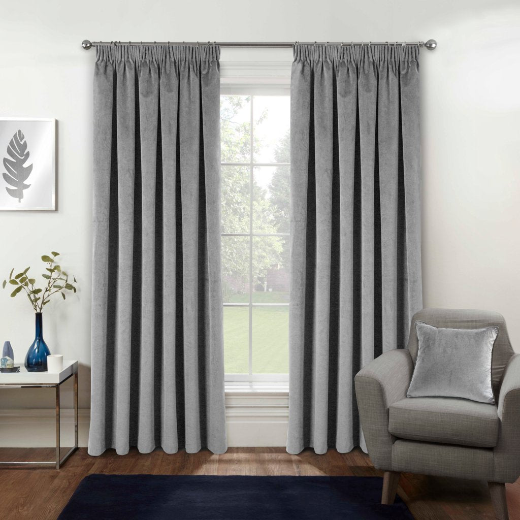 Oxford Velvet Blackout Tape Top Pencil Pleat Curtains by Enhanced Living