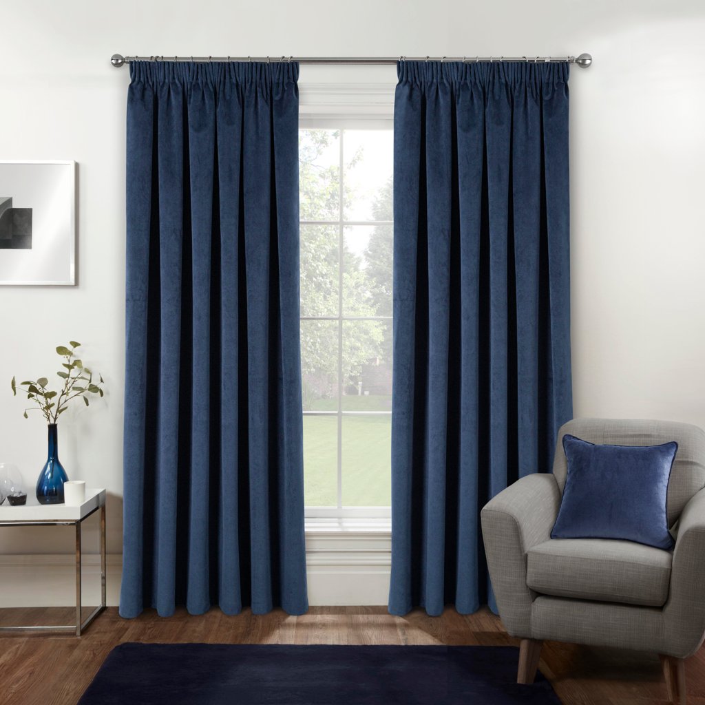 Oxford Velvet Blackout Tape Top Pencil Pleat Curtains by Enhanced Living