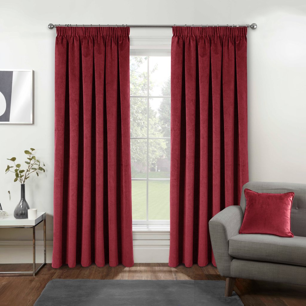 Oxford Velvet Blackout Tape Top Pencil Pleat Curtains by Enhanced Living