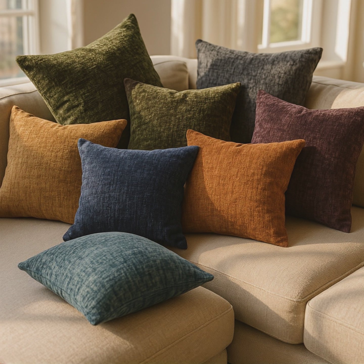 Belmont Chenille Cushion Cover and Filled Cushion by Sundour