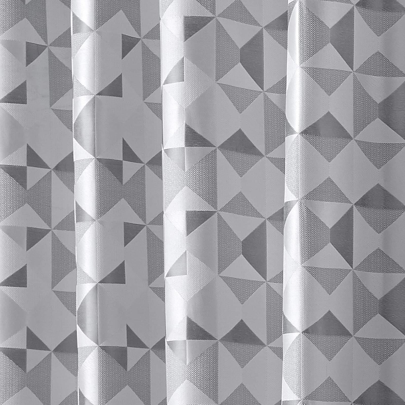 Skandi Geometric Jacquard Lined Tape Top Curtains Silver Tape Top Curtains Alan Symonds   