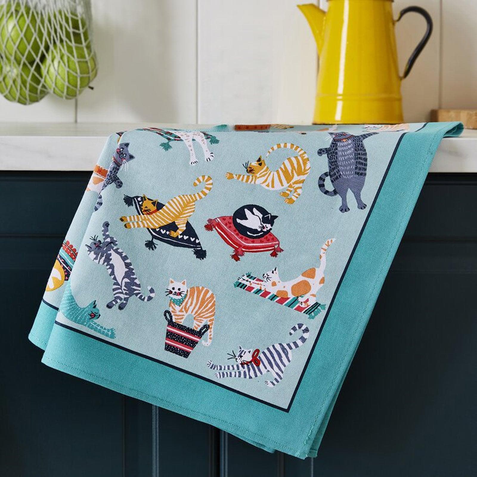 Kitty Cats Luxury Cotton Printed Tea Towel Tea Towels Ulster Weavers   
