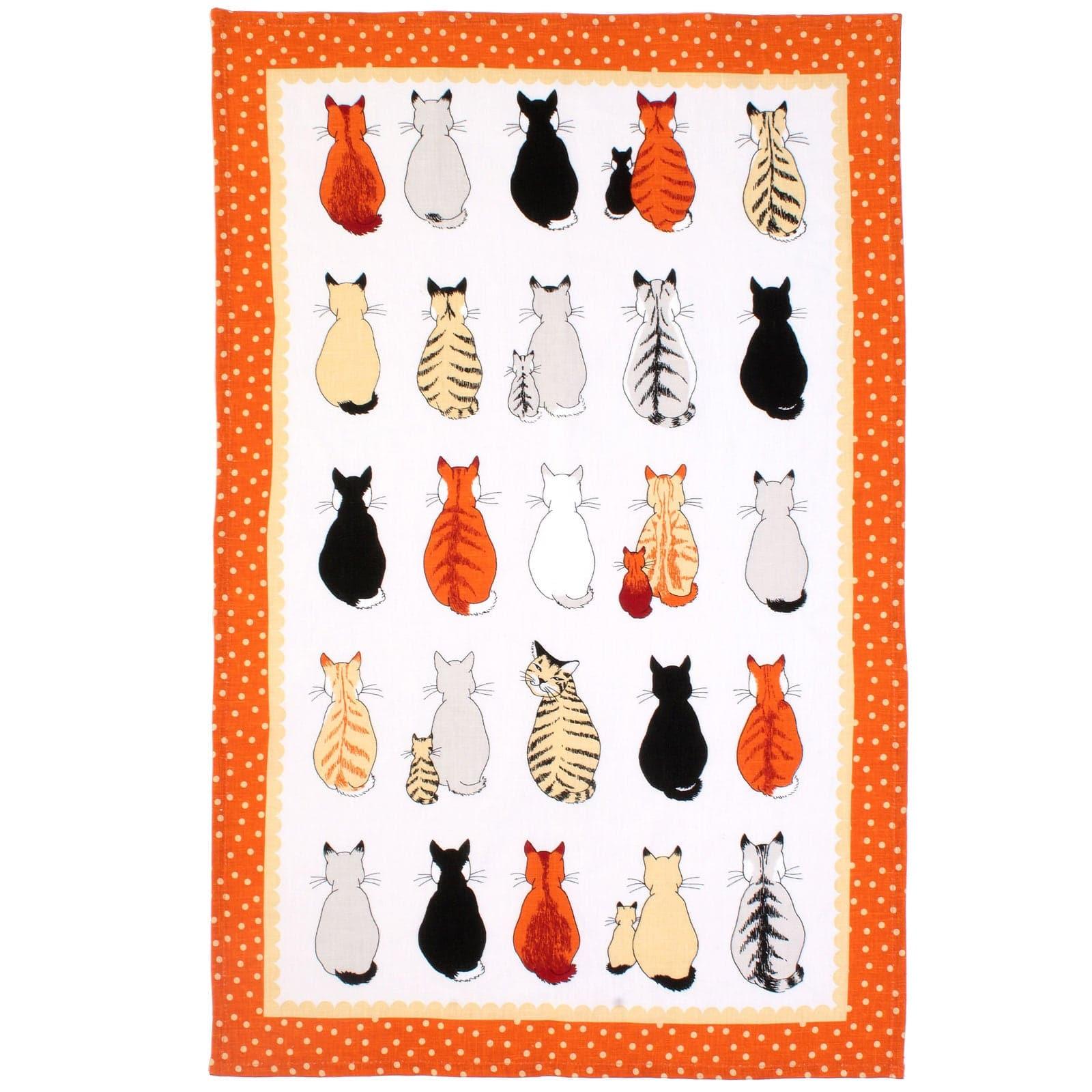 Cats in Waiting Luxury Cotton Printed Tea Towel Tea Towels Ulster Weavers   